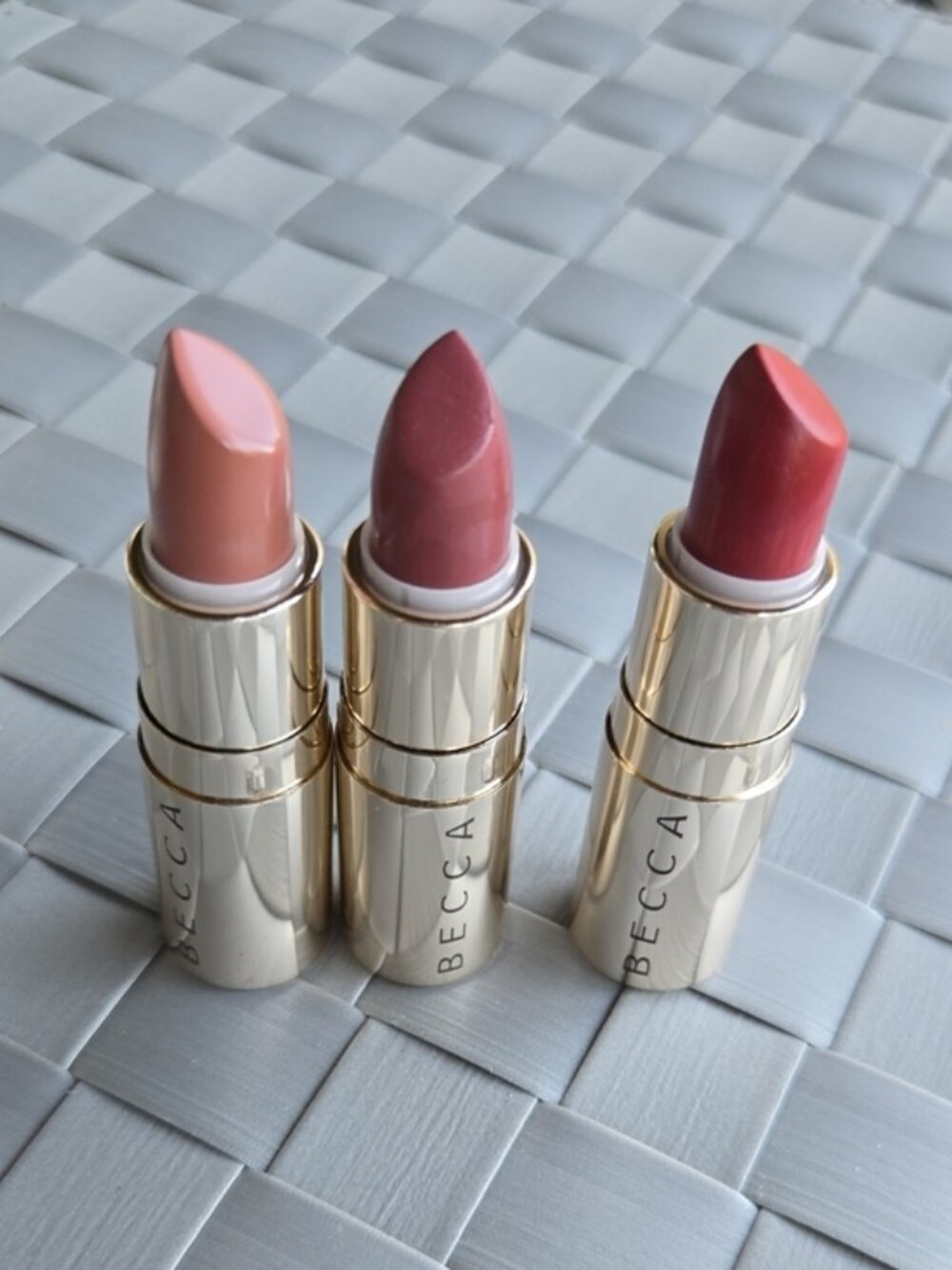 BECCA Trio (3) Lipsticks Ultimate Lipstick Love Pink In Sugar, Orchid, Rosewood